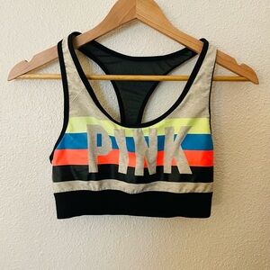 Victoria's Secret PINK Ultimate Sports Bra multicolored striped design Size M